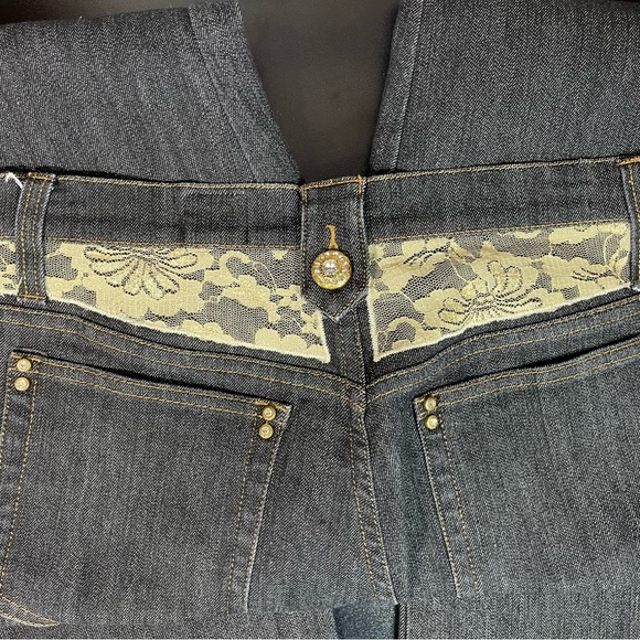 V Cristina Denim Suit-Lace Detail and Jeweled Buttons. - Picture 8 of 16